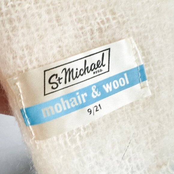 Vintage St. Michael wool Mohair Ivory Cream winter scarf - Picture 2 of 6